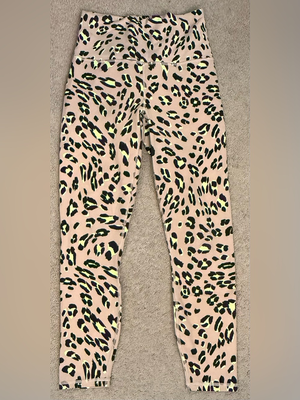 Fabletics Neon Yellow and Black Leopard Print Leggings